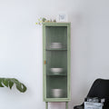 Retro Style Freestanding Metal Tall Display Cupboard With Glass Door And Three Detachable Shelves For Office, Living Room, Kitchen Console Sideboard,Bedside Entryway Mint Green Old Sku:W68751718 Mint Green Steel