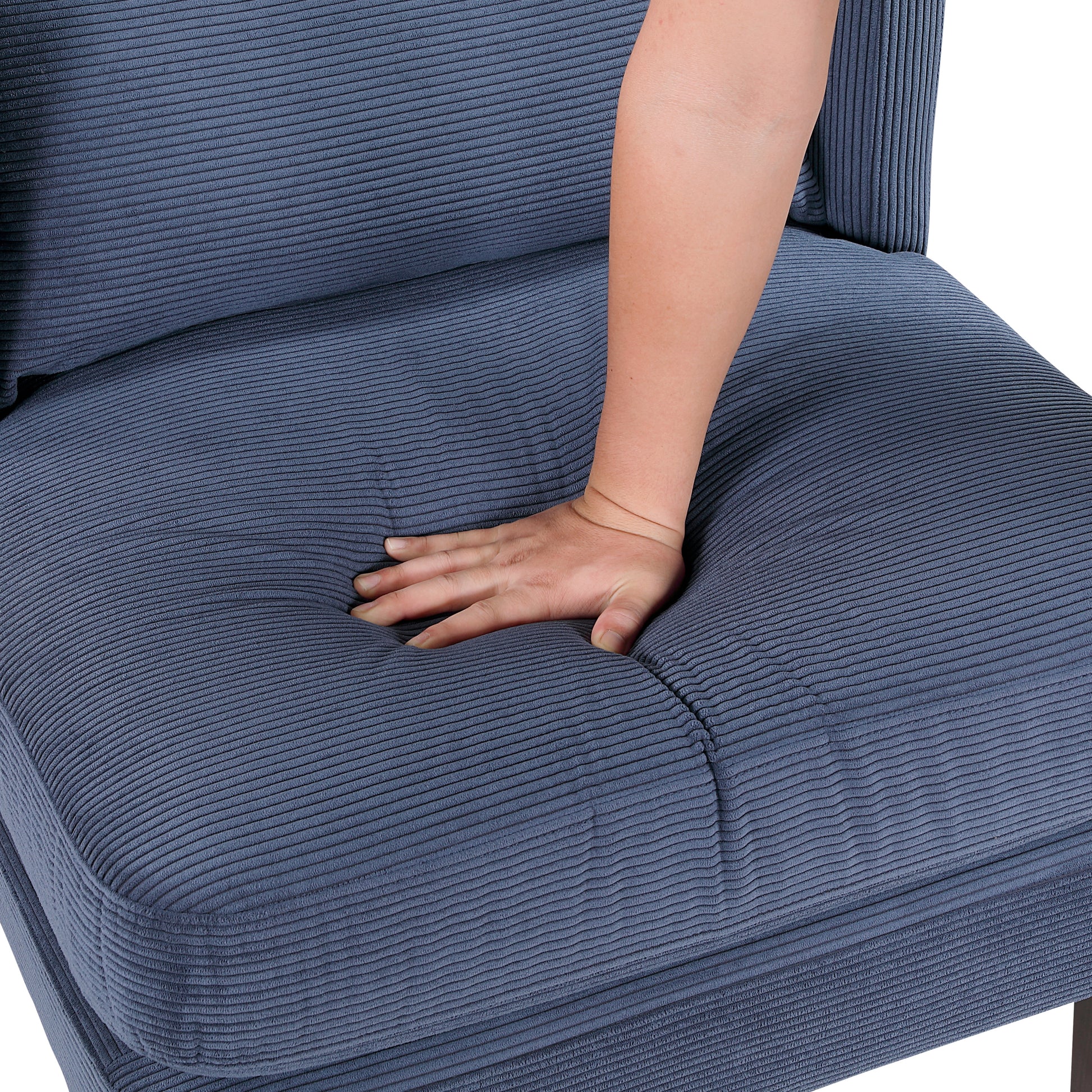 Modern Blue Accent Chair Cushion Seat Corduroy Fabric Upholstery Pillow Living Room Furniture 1Pc Blue Primary Living Space Modern Plywood