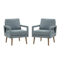 Mid Century Armchair2Pcs, Accent Chair With Wood Legs & Soft Cushion For Living Room, Bedroom, Home Office, Study, Dim Grey Grey Foam Wood Fabric