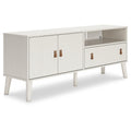 59 Inch Tv Media Entertainment Console, 1 Drawer, 2 Cabinets, Antique White White 50 59 Inches Wood Fabric