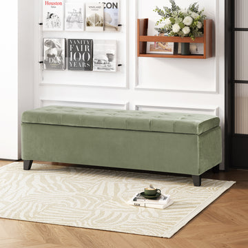 Storage Ottoman Pale Green Velvet