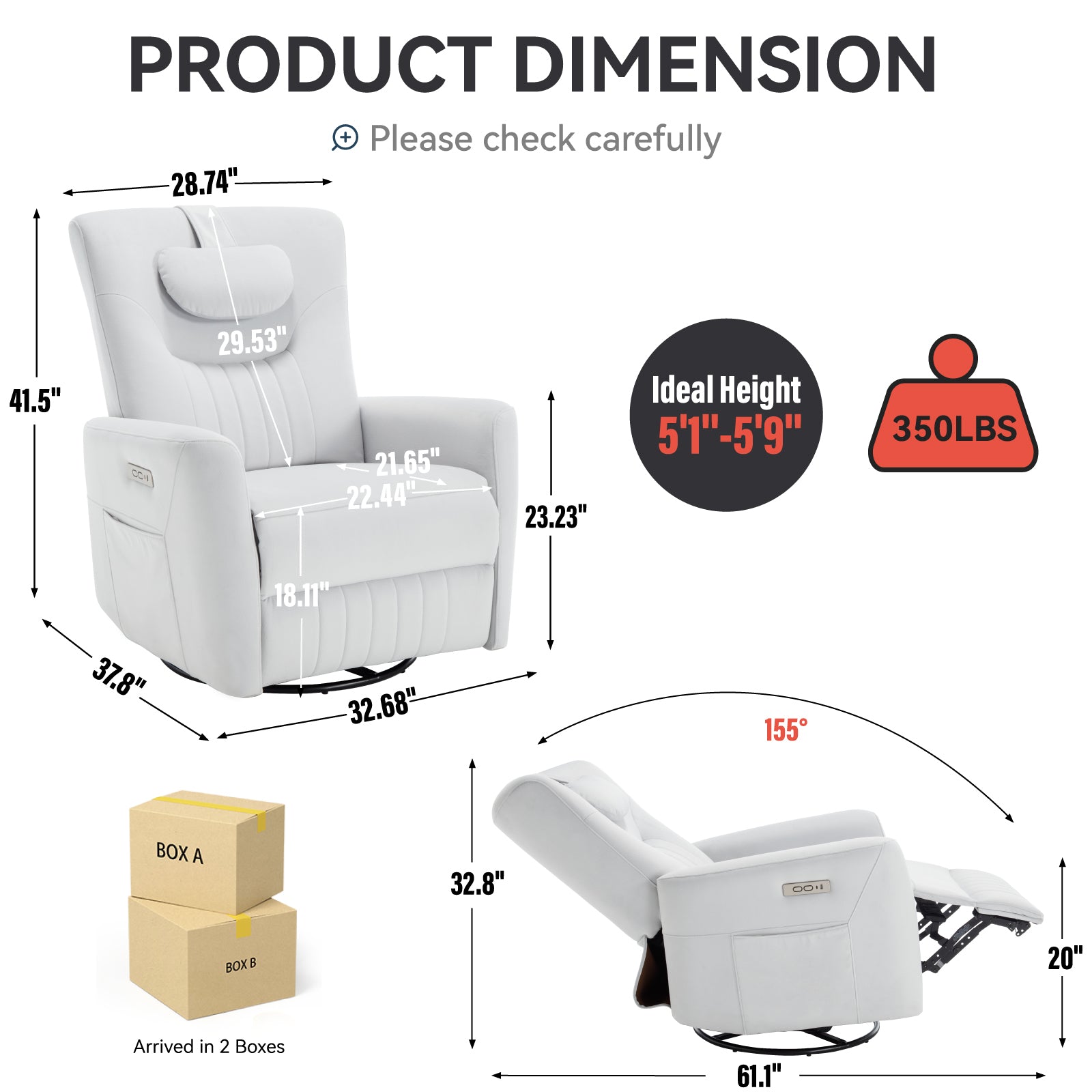 Beige Swivel And Rocker Power Recliner Chair With Lumbar And Neck Support Pillow, Heavy Duty Motion Mechanism With Usb And Type C Ports Beige Polyester Power Push Button Metal Primary Living Space Medium Firm Tight Back Heavy Duty American Design Pine