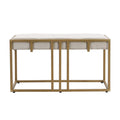 Modern Faux Marble 6 Piece Dining Table Set,60Inch Metal Kitchen Table Set With Upholstered Dining Chairs And Bench, Golden Metal Dining Room Bench Seating Rectangular Dining Table With Chair And Bench Metal Wood Golden Seats 6 60 Inches Farmhouse