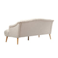 Comfy 3 Seat Sofa With Wooden Legs, Pu, For Living Room And Study Beige Fabric 3 Seat