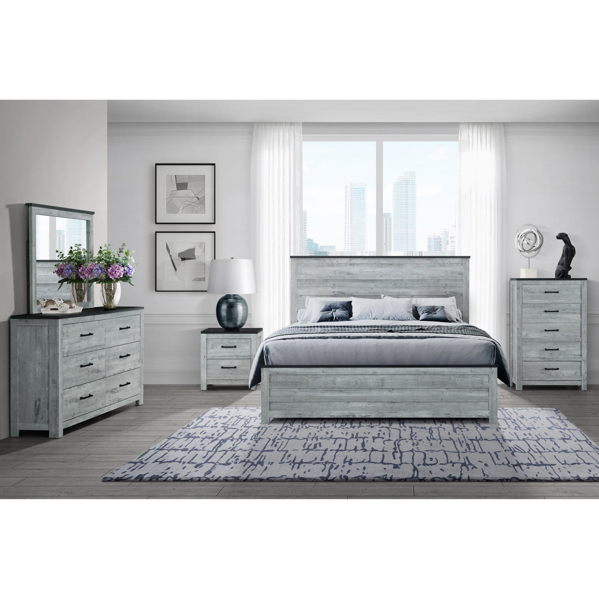Kicks Grey Wash Mirror Gray Wash Solid Wood Mdf