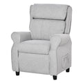 Qaba Kids Recliner Chair Children Sofa Angle Adjustable Single Lounger Armchair Gaming Chair With Footrest 2 Side Pockets For 3 5 Years, Light Grey Light Grey Wood