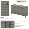 Sideboard With 4 Door Large Storage Buffet With Adjustable Shelves And Metal Handles For Kitchen, Living Room, Dining Room Antique Gray Antique Gray Solid Wood Mdf