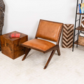 Colin Tan Leather Lounge Chair Brown,Tan Brown Mid Century Modern Walnut Foam Abs,Genuine Leather,Solid Wood