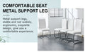 Table And Chair Set. Large Modern Rectangular Table With Glass Top And Silver Metal Legs. Furnished With Soft And Comfortable Pu Chairs With Faux Leather Upholstered Seats And Silver Metal Legs. White Silver Seats 6 Glass Metal