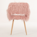 Pink Faux Fur Upholstered Make Up Chair Side Dining Chair With Metal Leg Pink Beech Metal Leg Pink Faux Fur