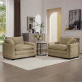 Luxurious And Sophisticated Deep Seated Sofa Set With Two Single Chairs In Tan Corduroy Fabric, Suitable For Bedroom And Office Tan Corduroy 2 Seat