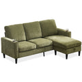 Modern Design Chenille 3 Seater L Shape Sectional Sofa With Storage Chaise For Apartment, Studio, Office,Living Room,L Shape Green Green Chenille Metal Primary Living Space Soft Modern Foam Foam