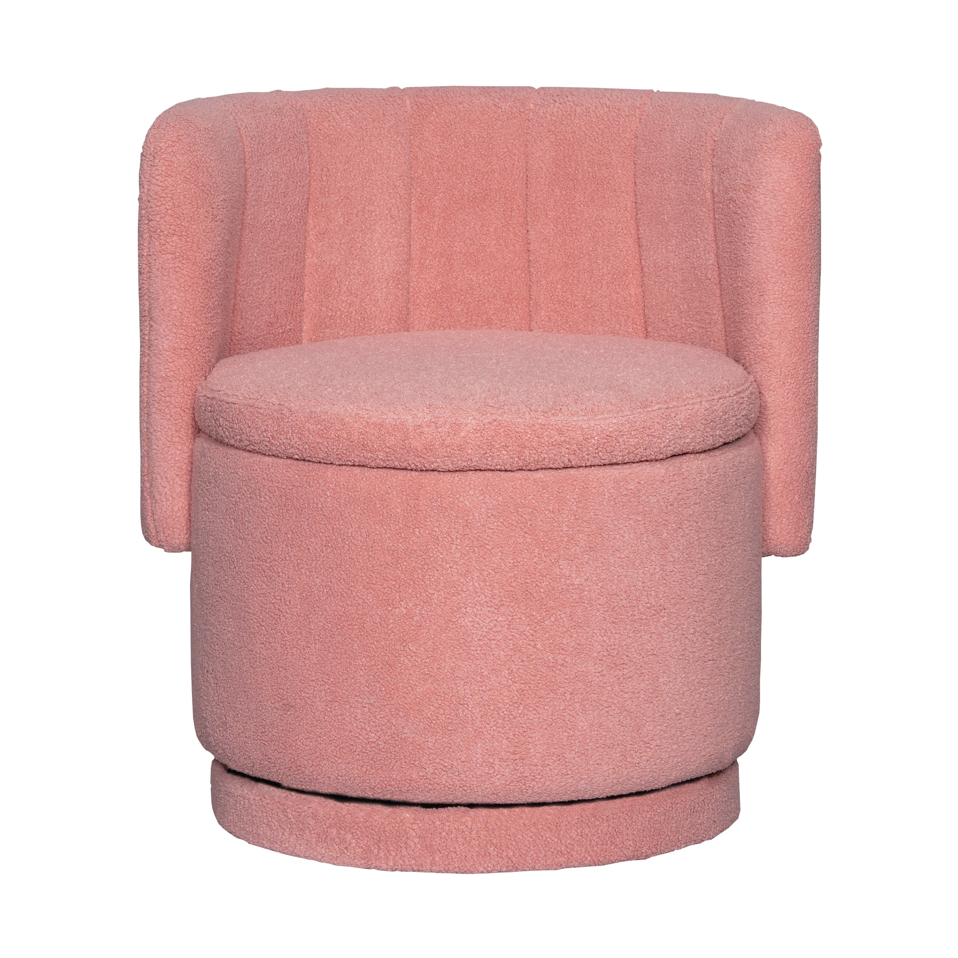 360 Degree Swivel Back Sofa Chair With Storage Space, Suitable For Bedroom And Living Room Pink Pink Boucle