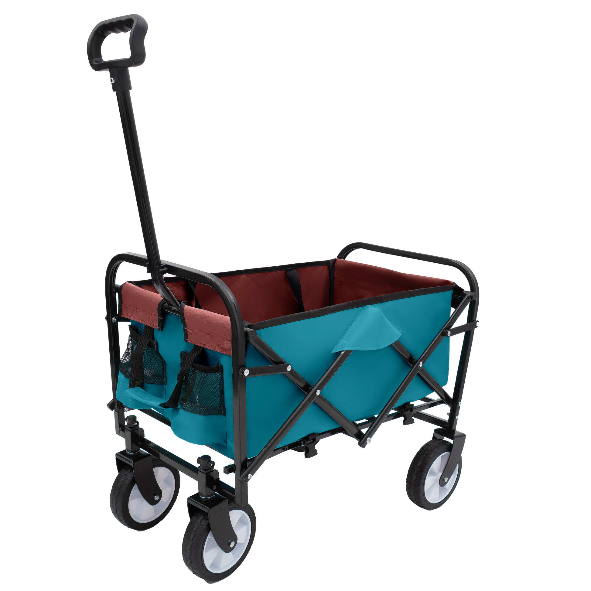 Minimeetall Multi Use Bag,Collapsible Foldable Wagon Cart Beach Wagon Heavy Duty Utility Cart Utility Wagon Grocery Cart For For Camping 3Pcs Plastic Liner Bag Covercyan Cyan Steel
