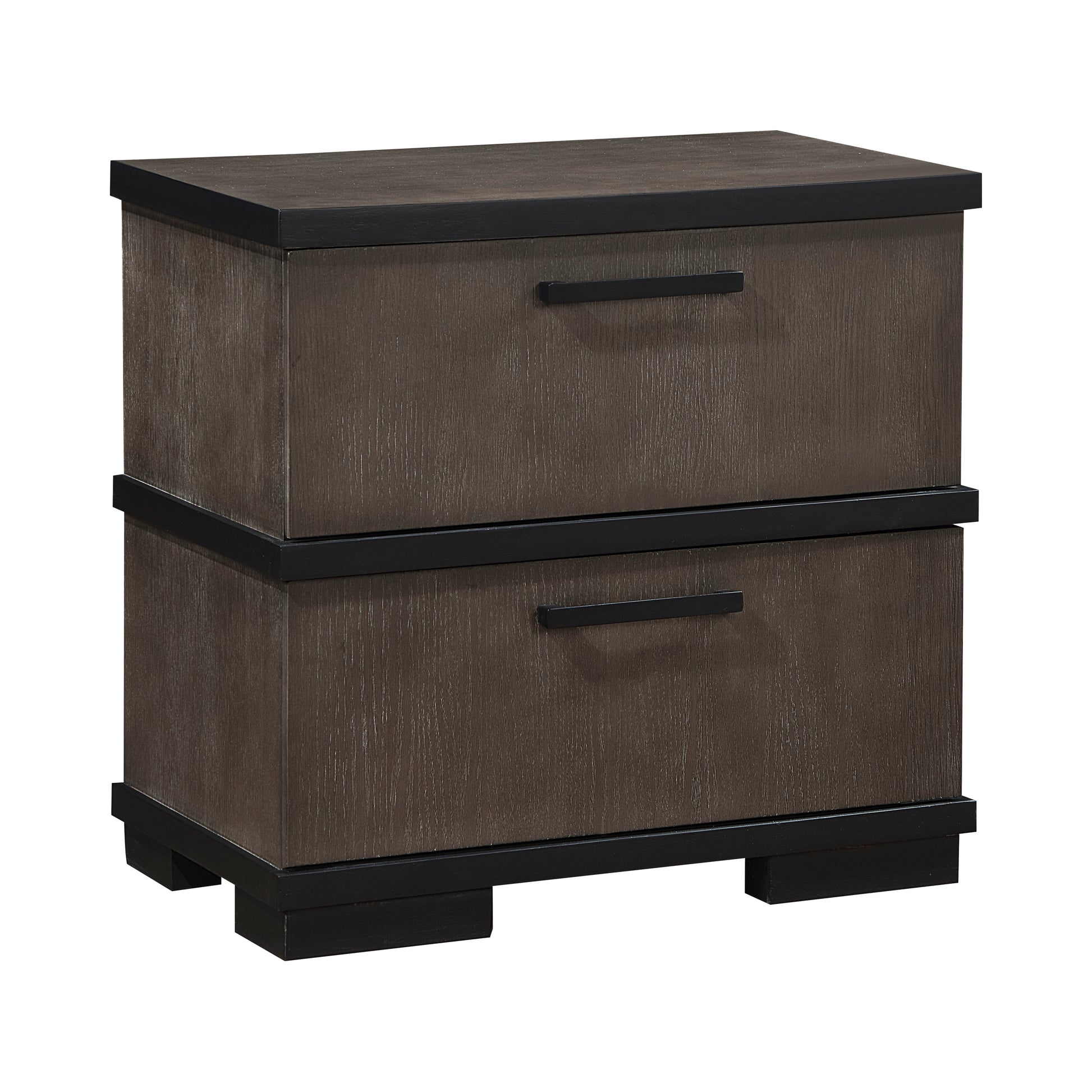 Two Tone Brown Black Finish 2 Drawers Nightstand 1Pc Modern Industrial Design Bedroom Furniture Black,Brown Gray 2 Drawers Wood