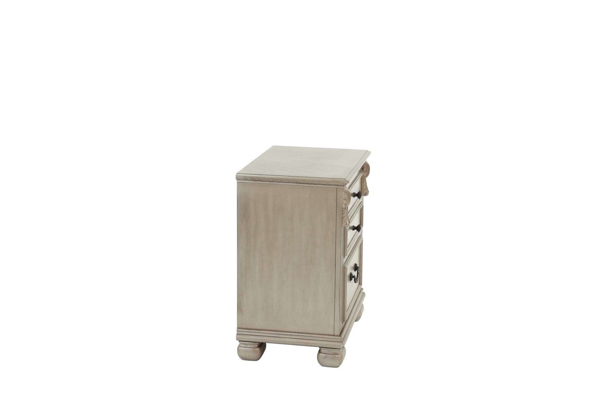 Classic Bedroom Formal Nightstand Antique Silver Finish 2 Drawers 1Pc Bedside Table Plywood Furniture Antique Silver 2 Drawers Bedroom Bedside Cabinet American Traditional,Classic,Luxury,Traditional Pine Drawers Silver Particle Board Mdf