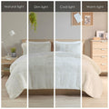 Shaggy Long Fur Comforter Mini Set Twin Ivory Polyester