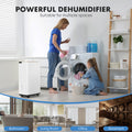 Dehumidifier For Basement With Drain Hose, 50 Pint Portable Dehumidifiers For Home Bedroom Bathroom Large Room, Powerful Moisture Removal And Humidity Control,6L White Iron Plastic