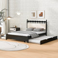 Queen Size Wooden Storage Platform Bed, With 2 Big Drawers, T Size Trundle ,Espresso Queen Espresso Plywood