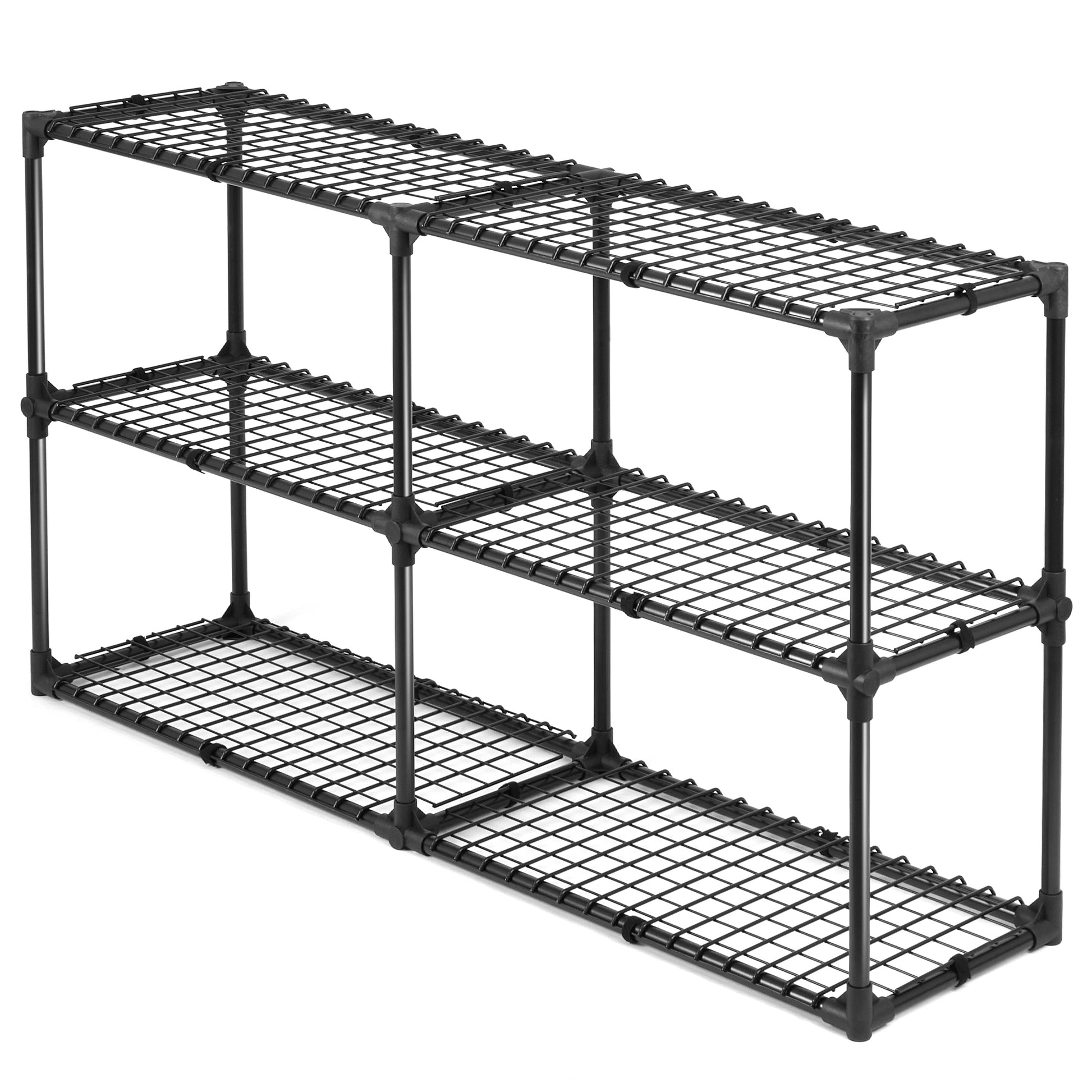 3 Shelf Wire Rack With Cover 2Pack Black Steel