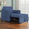 3 In 1 Convertible Sleeper Chair With Adjustable Backrest, Lounger Chair Turns Into Bed, Single Bed For Living Room, Velvet, Ink Blue Blue Velvet