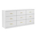 Modern White 9 Drawer Dresser For Bedroom Large Storage Wide Chest Of Drawers, Sturdy & Safe Chest 5 Or More Drawers Gloss Antique White White Primary Living Space Drawers Included American Design,Contemporary,Modern Melamine Engineered Wood