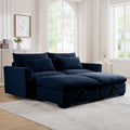 Corduroy Two Seater Sofa With 2 Storage Footrest, 2 Seater Sectional Deep Seat Sofa,Comfy Couches For Living Room ,Bule Sofa Blue Corduroy 2 Seat