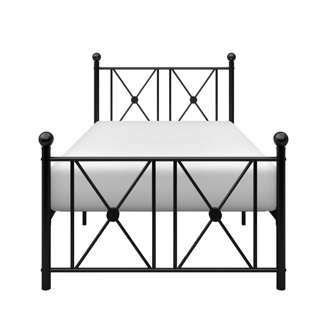 Black Finish Metal Frame 1Pc Twin Platform Bed Modern Traditional Bedroom Furniture Box Spring Not Required Twin Black Metal Bedroom Metal