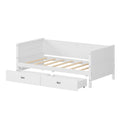 Twin Size Solid Wood Daybed With Two Drwaers For Kids Teens Dorm Bedroom Multipurpose Guest Room Or Home, White Box Spring Not Required Twin White Wood Bedroom Pine Wood