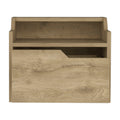 Winchester Floating Nightstand, Modern Dual Tier Design With Spacious Single Drawer Storage, Macadamia Brown Solid Wood Mdf Engineered Wood