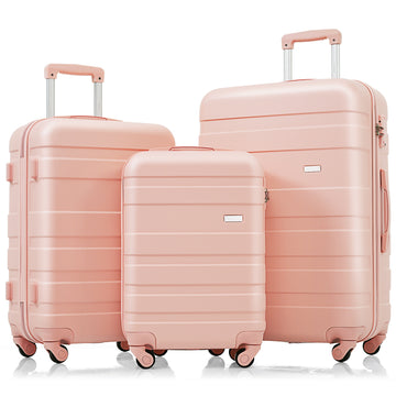 Luggage Sets Model Abs Hardshell 3Pcs Clearance Luggage Hardside Lightweight Durable Suitcase Sets Spinner Wheels Suitcase With Tsa Lock 20''24''28'' Pink Pink Abs