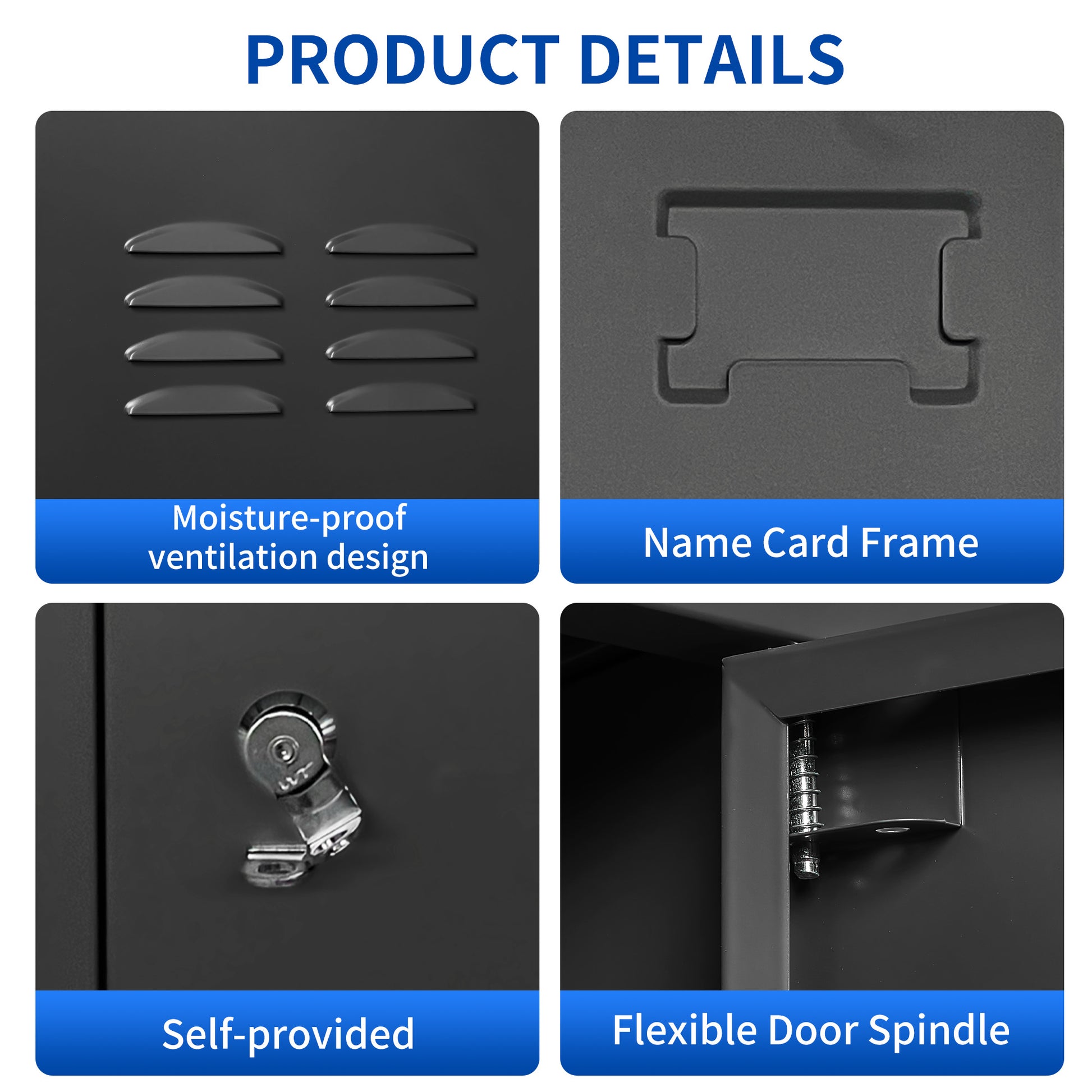 18 Door 72"H Metal Lockers With Lock For Employees,Storage Locker Cabinet For Home Gym Office School Garage,Easy Assembly,Black Freestanding 5 Or More Spaces Black Primary Living Space Door Locks