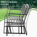 Outsunny Outdoor Glider Bench, Glider Bench For Outside Patio With Armrests, Slatted Seat & Backrest, Loveseat With Power Coated Steel Frame, Black Black Steel