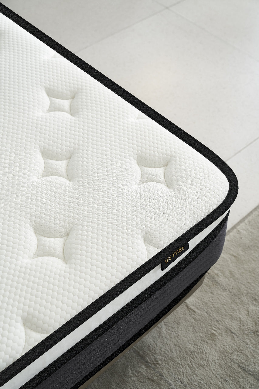 Hybrid 10 Inch Full Size Pillow Top Mattress In A Box Withand Hypoallergenic Design, Medium Firm For Lumbar Support White Gray Foam Spring Full