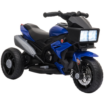 Aosom 6V Kids Motorcycle Toddler Ride On Toy, High Traction Battery Operated Mini Electric Motorbike With Forward Reverse Switch, Music, Headlights, Horn, Blue Blue Iron Plastic