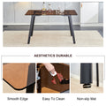 Table And Chair Set. Large Modern Rectangular Table With Brown Glass Top And Black Metal Legs. It Is Equipped With Soft And Comfortable Pu Seats, Faux Leather Upholstered Seats, And Sturdy Metal Legs. White Seats 4 Glass Metal