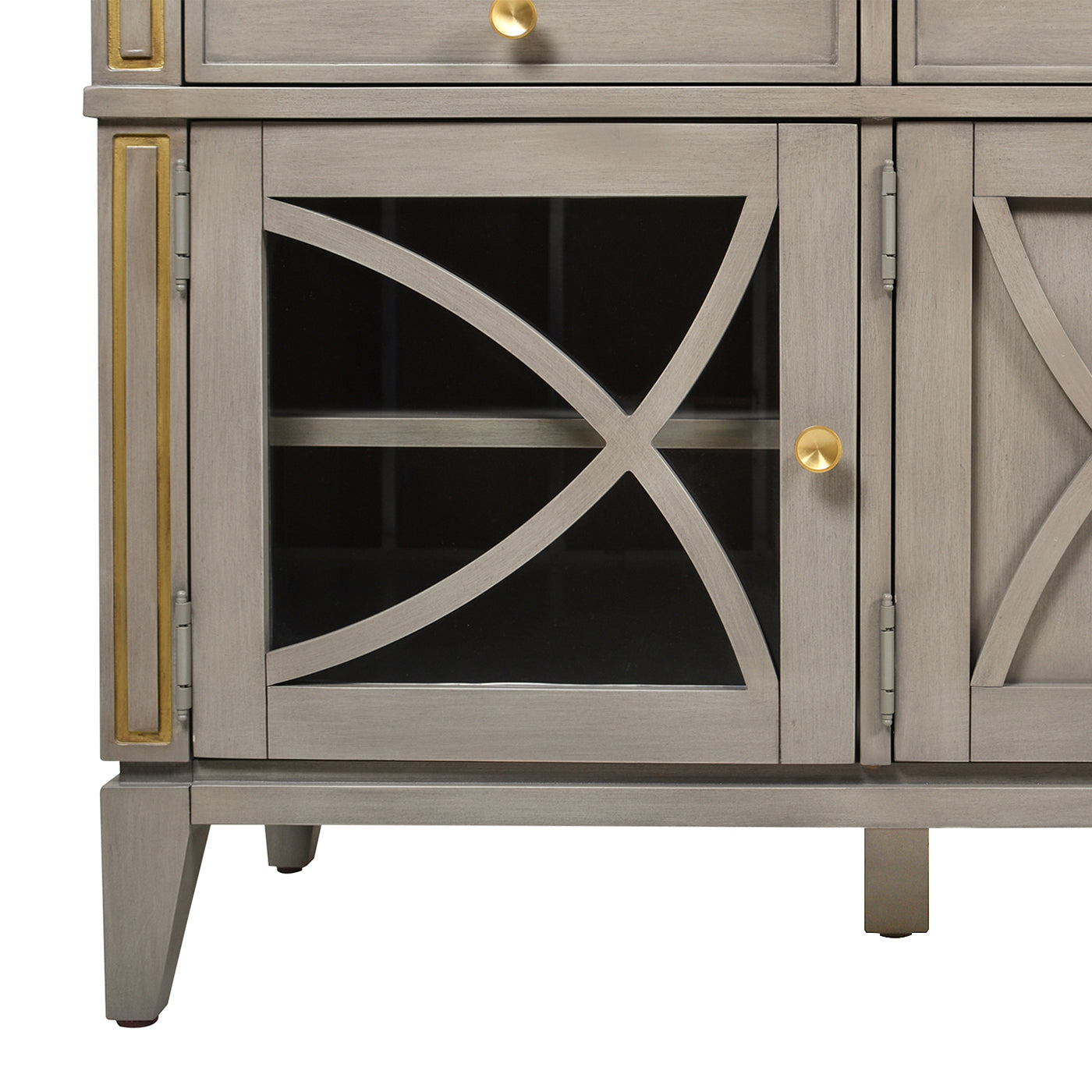 Dauphin 71" Tv Stand Storage Display Console Table, Grey Cashmere Wood Gray 70 79 Inches Solid Wood Mdf Solid Wood Mdf