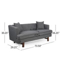 Mirod Comfy 3 Seat Sofa With Wooden Legs, For Living Room And Study Charcoal Fabric 3 Seat