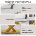 Table And Chair Set, The Table Is Equipped With A Marble Patterned Mdf Tabletop And Gold Table Legs.The Chair Is Equipped With Pu Synthetic Leather High Back Cushion And Gold Coated Metal Legs. Grey Gold Seats 6 Mdf Metal