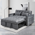 Modern Flannel Double Sofa With Folding Bed, Small Double Sofa With Three In One Convertible Sofa Bed, Adjustable Backrest And Storage Space, Including Pillows, Perfect For Living Room Or Bedroom Twin Grey Solid Wood