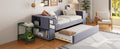 Twin Upholstered Bed With Storage And Twin Trundle, Usb Charging Ports, French Velvet, Gray Twin Gray Velvet