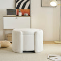 Cozy Lamb Fleece Storage Ottoman: Stylish Comfort With Hidden Storage, White Wood Primary Living Space Solid White With Storage White Polyester Polyester Backless Casual Round Internal Storage