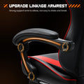Video Game Desk Chair Ergonomic Computer With Footrest And Comfy Lumbar Support, Pu Leather Recliner With Headrest, Fixed Up Armrest, Height Adjustable With 360 Swivel, For Adults, Red Black Red Faux Leather