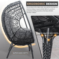 3 Pieces Patio Egg Chairs Model 3 With Side Table Set,Black Color Pe Rattan And Grey Cushion Yes Black Foam Steel