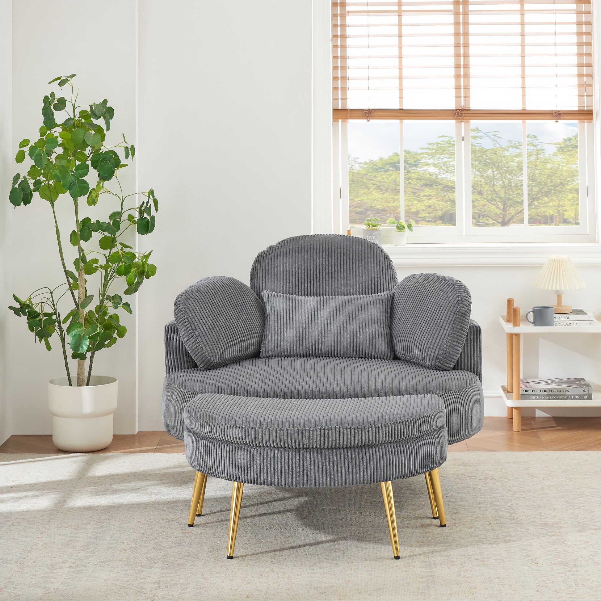 43 Inches Single Grey Comfortable Chair, Single Chair Soft And Comfortable, Suitable For Meeting Room, Living Room, Bedroom Gray Corduroy 1 Seat