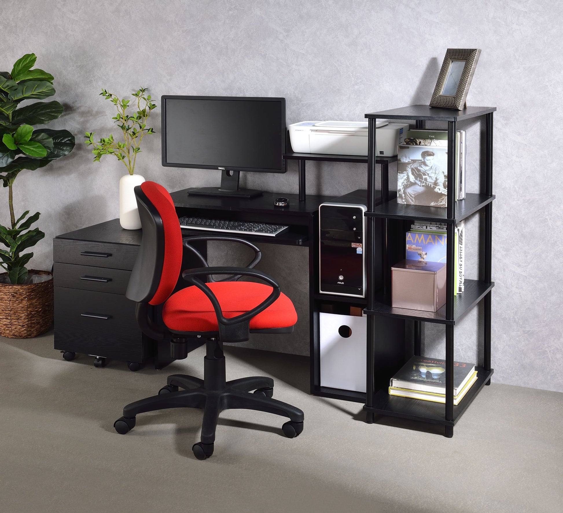 Lyphre Black Finish Computer Desk Black Metal,Synthetic Wood