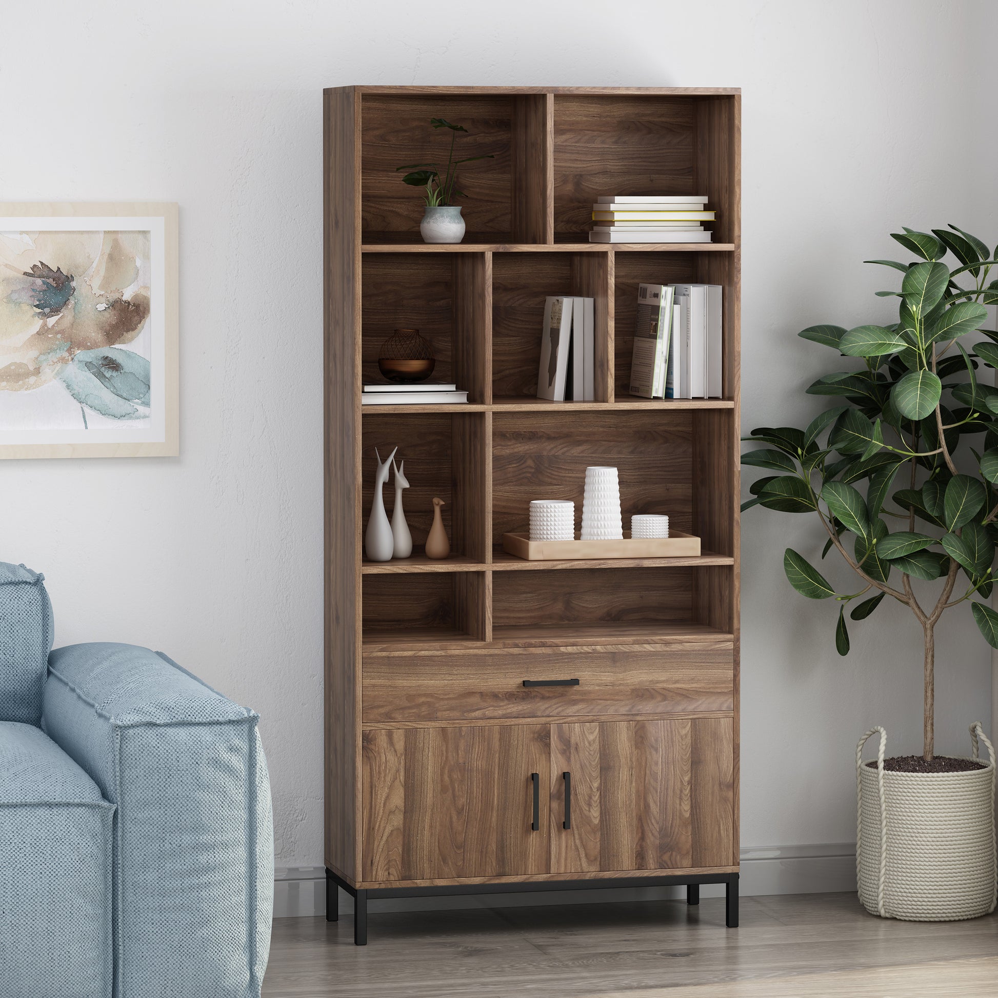 Cube Unit Bookcase Walnut Mdf