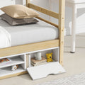 Twin House Bed With Roof Frame, Bedside Shelves, Under Bed Storage Unit,Natural Twin Natural American Design Pine