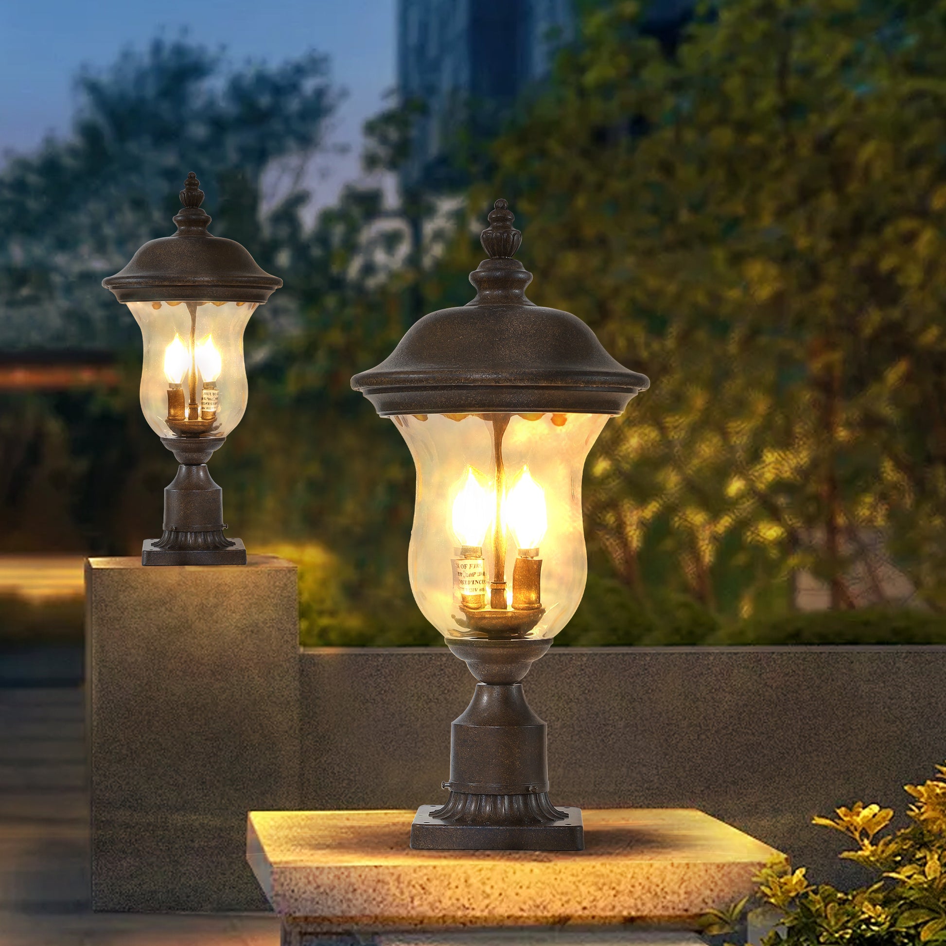 Vintage Outdoor Lamp Post Light, Waterproof Garden Patio Lantern With Clear Glass Shade, Classic Bronze Finish, Ideal For Yard, Porch, Walkway, And Driveway Lighting One Piece&No Bulb Brown Bronze