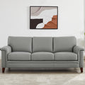 Westcott Leather Sofa Silver Grey Memory Foam Genuine Leather 3 Seat